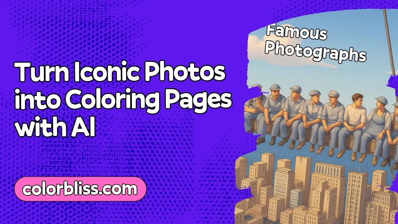 A coloring page of Turn Iconic Photos into Coloring Pages with AI (History Meets Creativity)