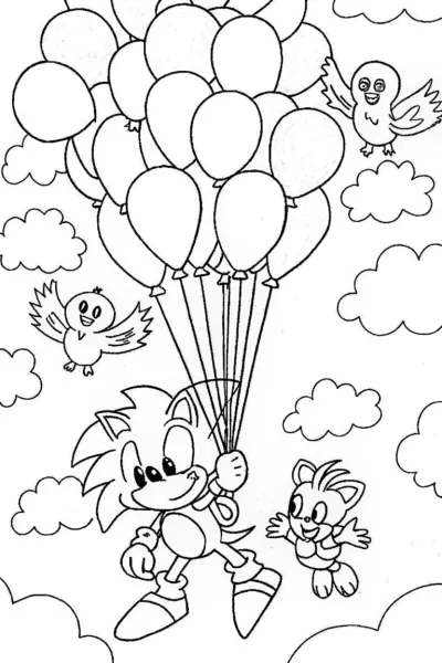 Sonic and Tails’ Balloon Adventure Coloring Page