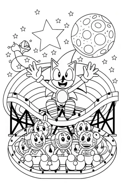 Sonic’s Cosmic Carnival Adventure Coloring Page