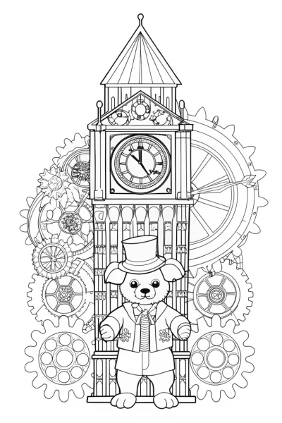 Puppy time traveler at the clock tower