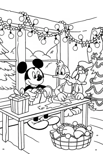 Mickey Mouse and Friends Holiday Workshop Coloring Page