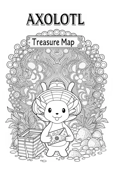 Axolotl Treasure Map Coloring Page