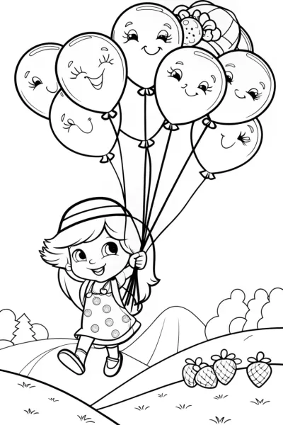 Strawberry Shortcake’s Ballooning Berry Quest Coloring Page