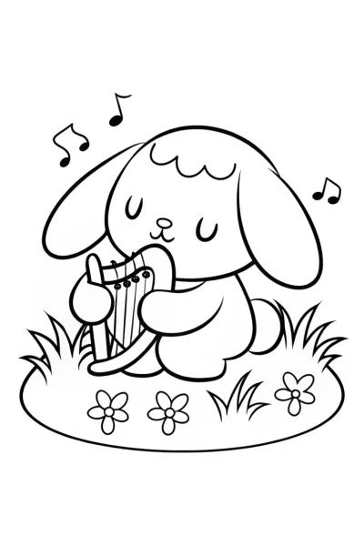 Cinnamoroll’s Enchanted Music Garden Coloring Page