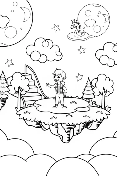 Miles Morales in the Dreamy City Coloring Page