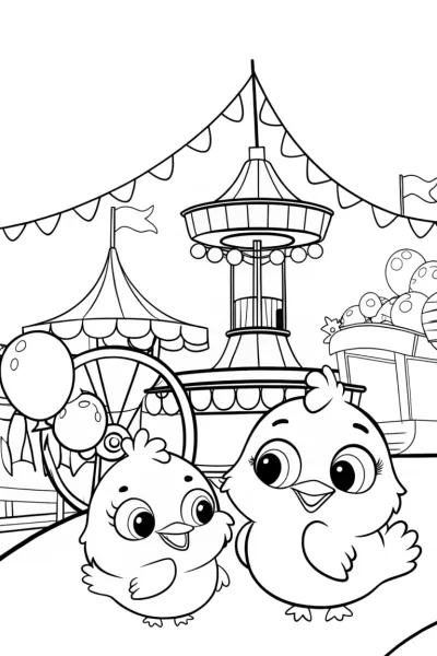 Chickens at the Fair Coloring Page