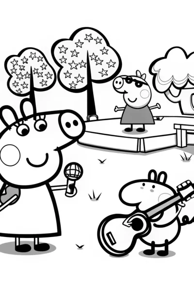 Peppa Pig and Friends’ Musical Adventure Coloring Page