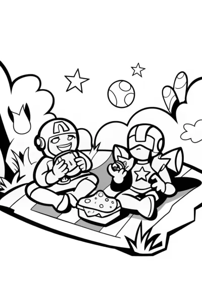 Avengers Picnic Coloring Page