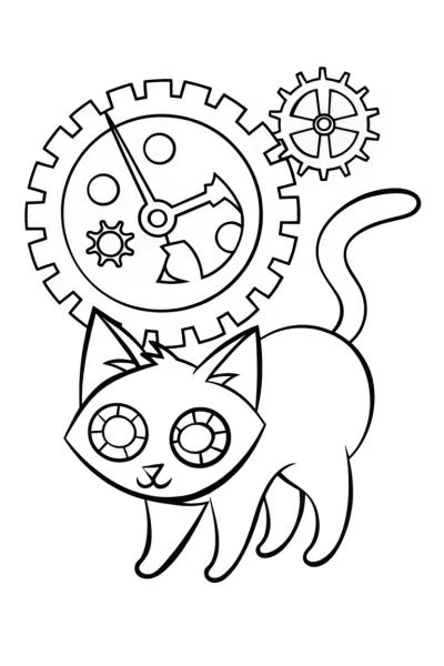Tink the Curious Cat Coloring Page
