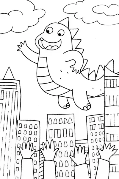 Godzilla’s Skyline Adventure Coloring Page