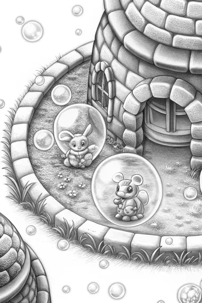 Tiny creatures in a bubble castle