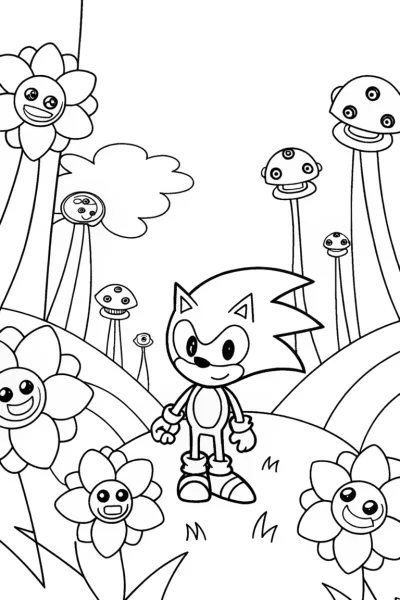 Sonic’s Techno Garden Adventure Coloring Page
