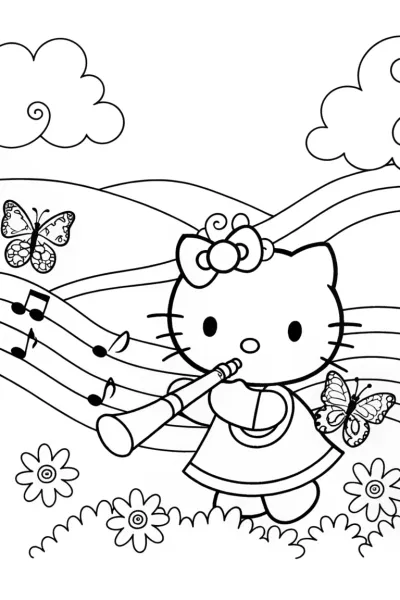 Hello Kitty’s Magical Music Journey Coloring Page