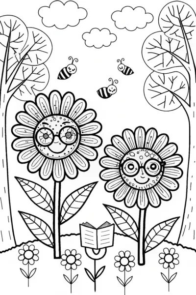 Flower Kingdom Adventure Coloring Page