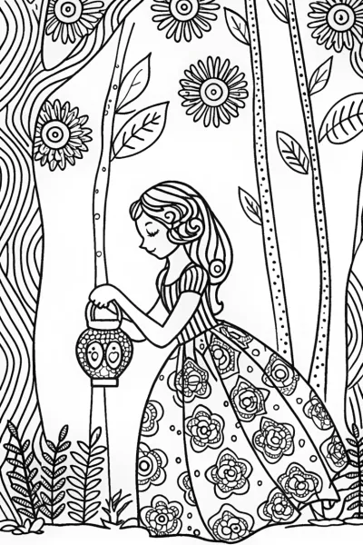 Enchanted princess in a magical grove