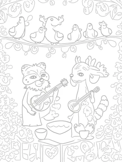 Raccoon and deer at a festival