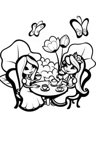 Bratz Dolls Dreamy Tea Party Coloring Page