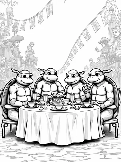 TMNT at a tea party