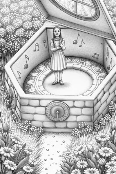 Wednesday Addams in a music box garden