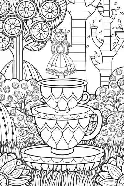 Alice in the enchanted teacup room