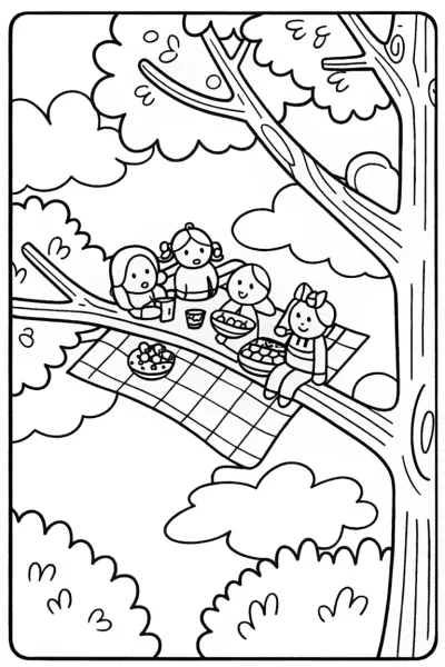 Rainbow High Adventure: Treetop Picnic Coloring Page