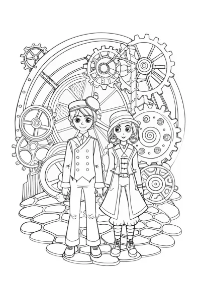 Anime explorers in a mechanical wonderland