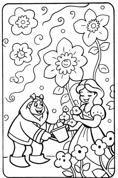 The Beast’s Enchanted Garden Coloring Page