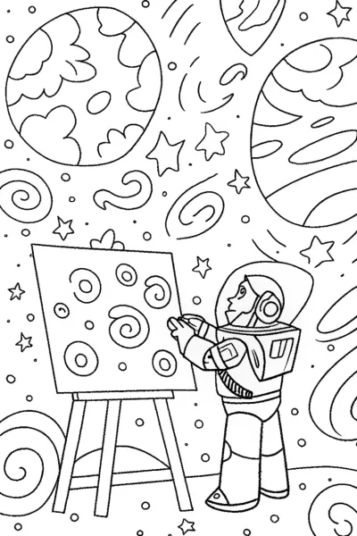 Buzz Lightyear’s Cosmic Art Adventure Coloring Page
