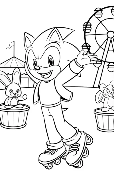 Sonic’s Roller Skating Adventure Coloring Page