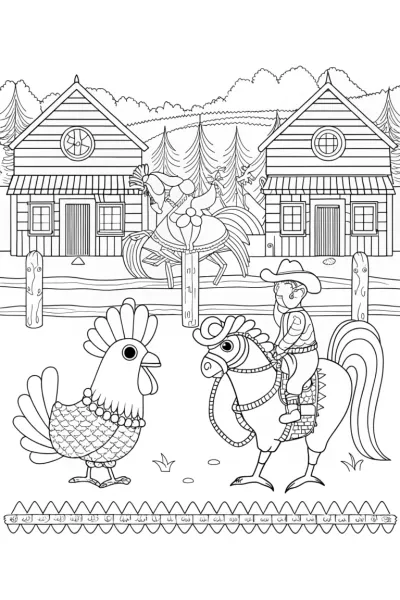 Chickens at a Wild West rodeo