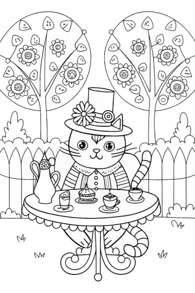 Whimsical Cat’s Delightful Tea Party Adventure
