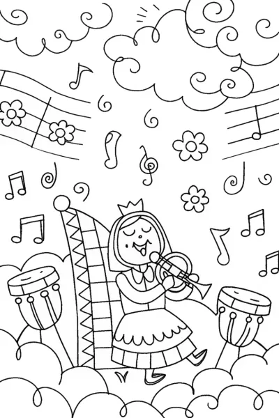 Alice’s Musical Wonderland Coloring Page