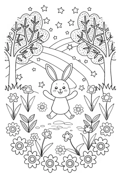 Banban’s whimsical flower frolic coloring page