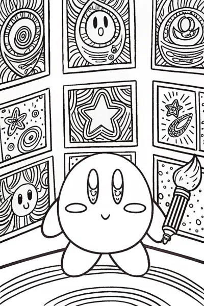 Kirby’s Cosmic Art Gallery Coloring Page
