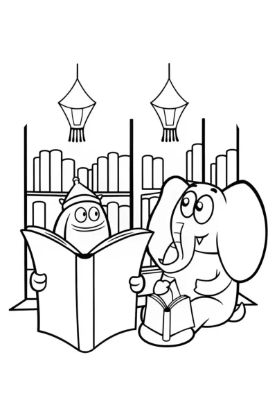 Bluey and Bingo’s Magical Library Coloring Page