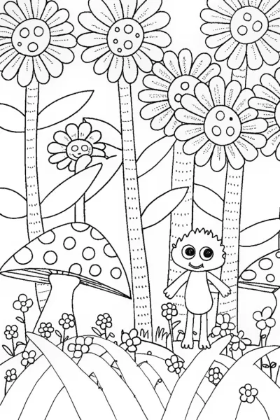 Huggy Wuggy in the whimsical flower woods