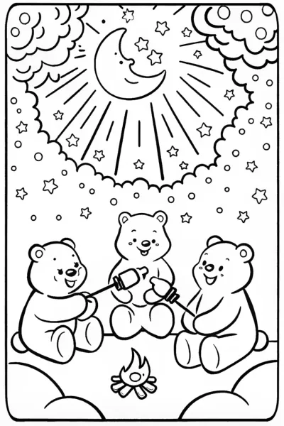 Care Bears’ Cosmic Camping Adventure Coloring Page