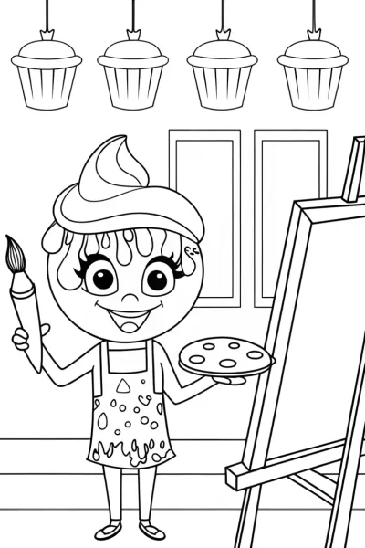 Cupcake Chic’s Art Studio Adventure Coloring Page