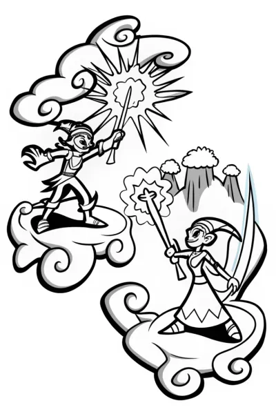 Epic League of Legends Duel Coloring Page