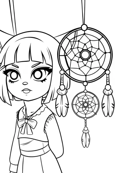 Kuromi crafting dreamcatchers