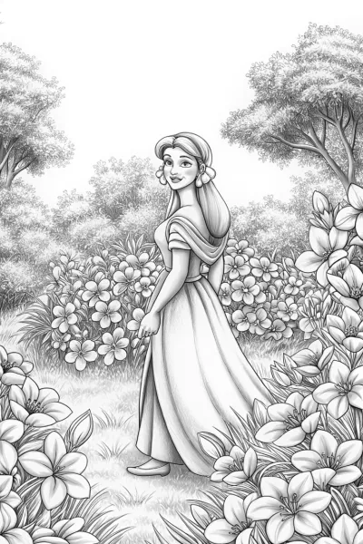 Jasmine in her flower garden