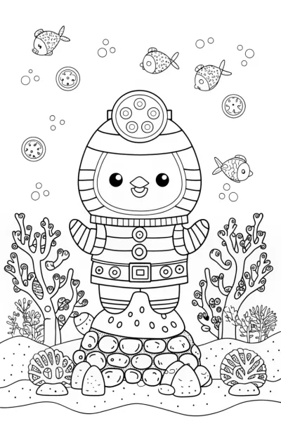 Peso the Penguin Undersea Adventure Coloring Page