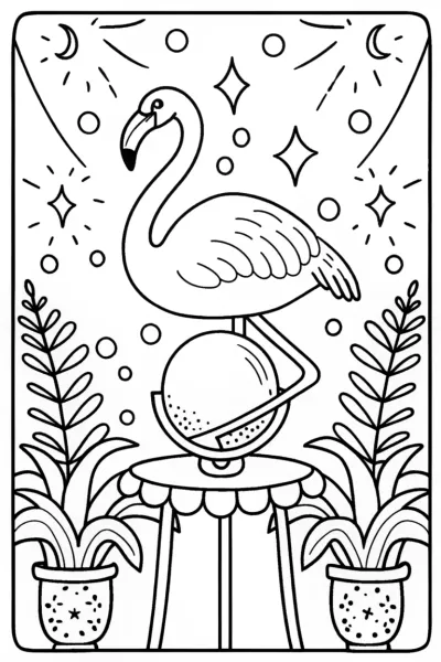 Flamingo Fortune Teller Coloring Page
