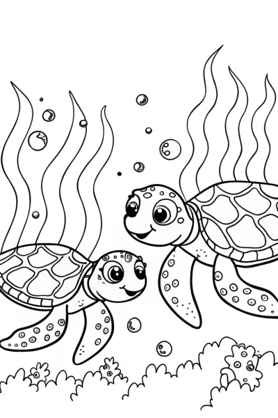 Tranquil Turtles Coloring Page