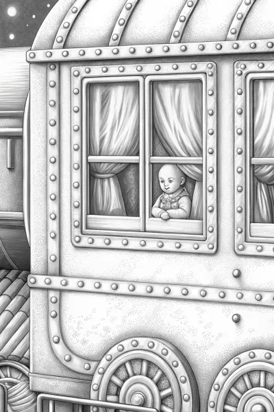 Baby on a vintage train