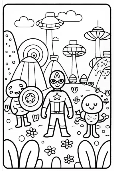 Captain America’s Galactic Challenge Coloring Page