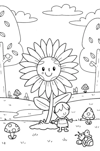 Summer Garden Adventure Coloring Page