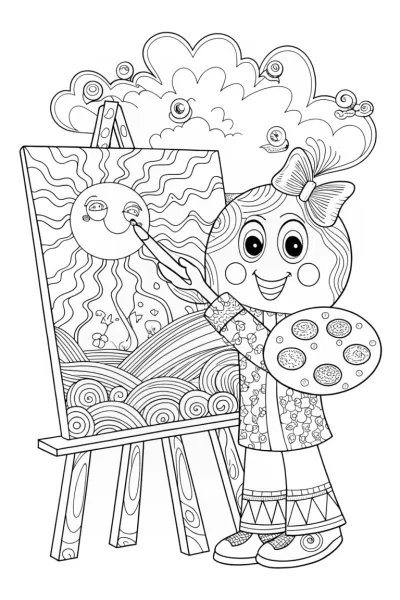 Lightning Bolt Artist in Action Coloring Page