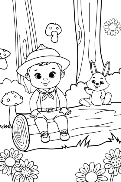 Baby’s Woodland Adventure Coloring Page
