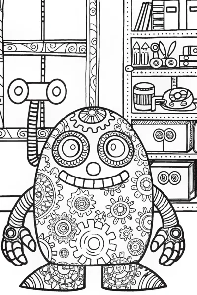 Friendly Monster’s Workshop Coloring Page